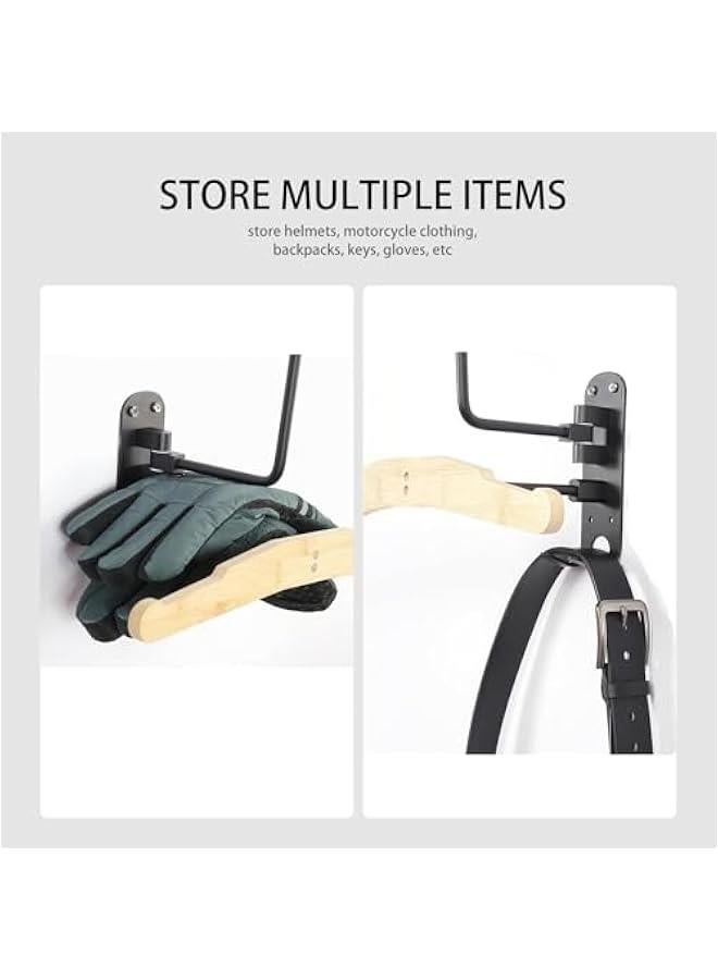 Durku Helmet Stand, Rotation Metal Helmet Holder Wall Mount, Helmet Holder Bike with 2 Hooks Helmet Hanger for motorbike, Caps, Baseballs, Rugby Helmet - Image 4
