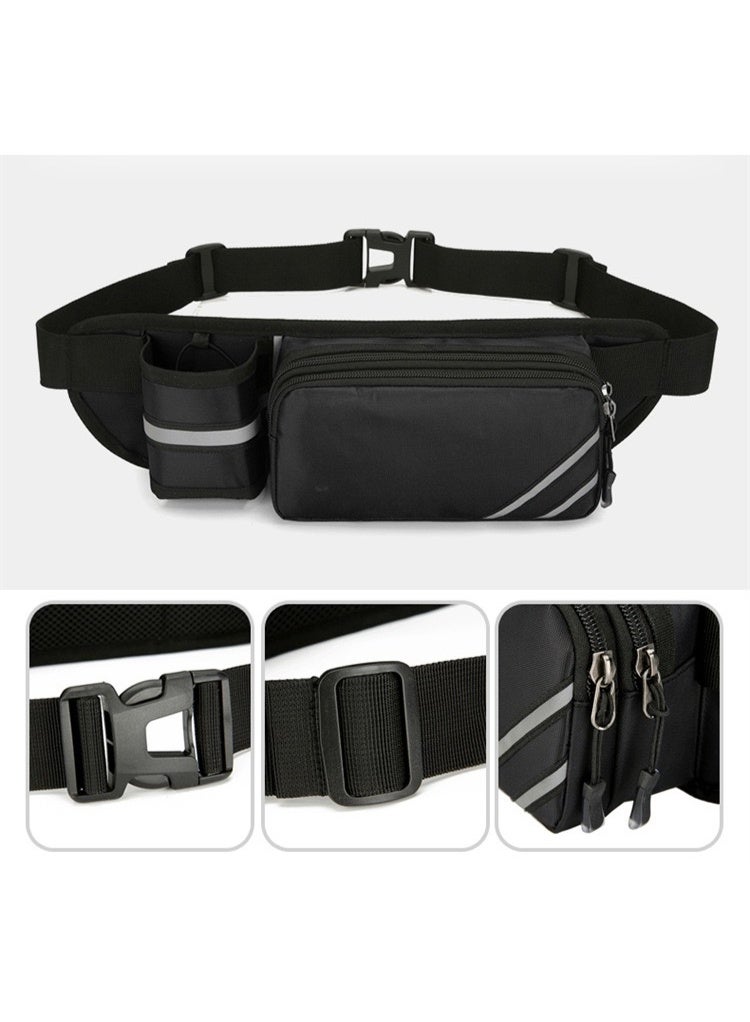 حزام خصر عاكس للجري مع حامل زجاجة ماء حزام ترطيب خفيف الوزن للمشي وركوب الدراجات والرياضات الخارجية قابل للتعديل - Image 3