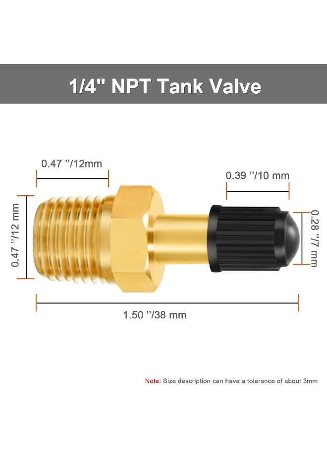 Godeson  1/4" Npt Tank Valve, Anti-Corrosion Brass Schrader Valve With 1/4" Male Npt, Using With Air Compressor Tanks (Pack Of 5)
