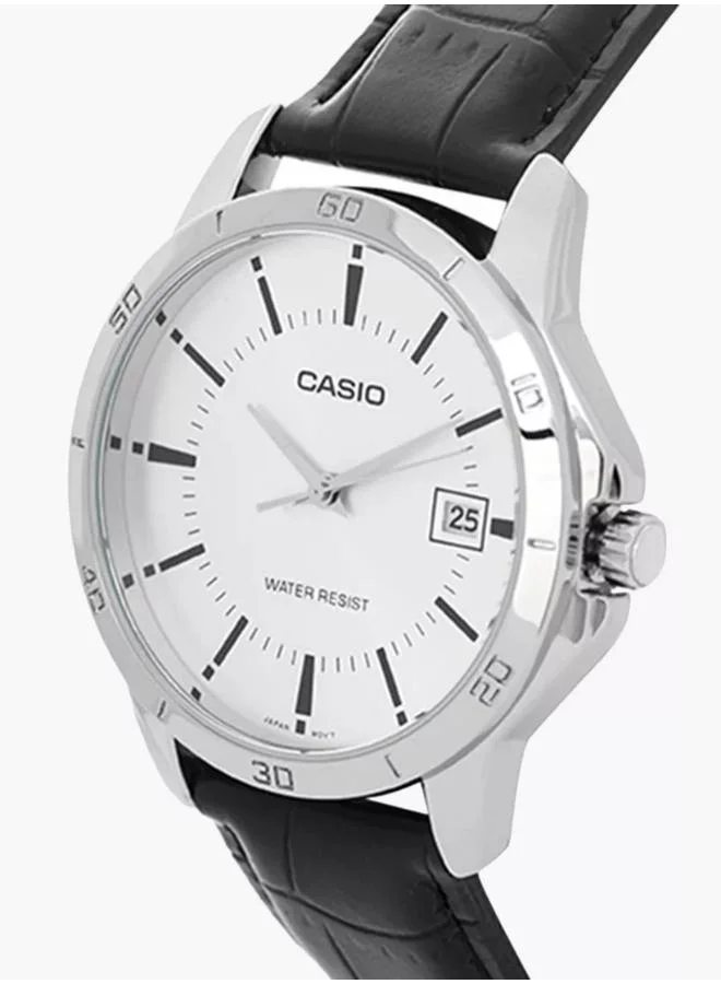 CASIO Men's Leather Analog Watch MTP-V004L-7AUDF - 38 mm