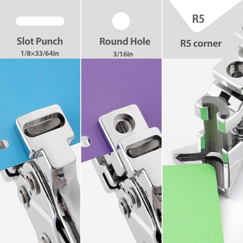 3 in 1 Badge and Slotr, High Strength Manual Bagr for PVC Material, Business Bags, Paper and Cardboard, Slotted Hole, Round Hole, Rounder - Image 3