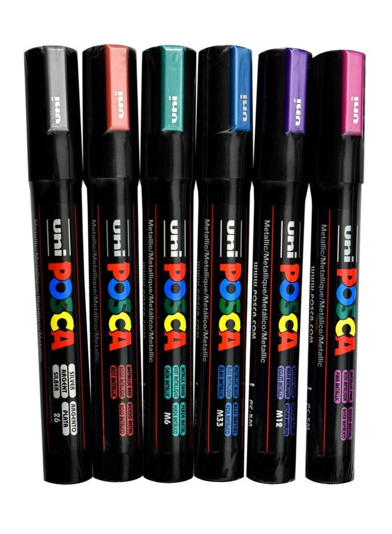 POSCA PC-5M Metallic Permanent Marker Paint Pens, Set of 8 Metallic Colors - Image 3