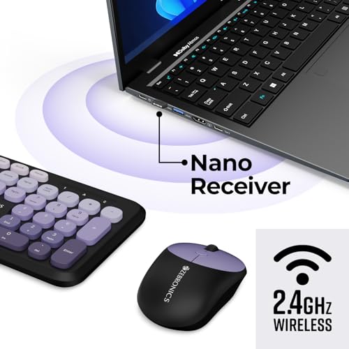 Zebronics Wireless Keyboard & Mouse Combo, 106 UV-Coated Keys, ₹ Key, 13 Multimedia Keys, Retractable Stand, 4 Button Mouse, 1600 DPI, High Precision, USB Nano Receiver (Companion 302, Purple) - Image 3