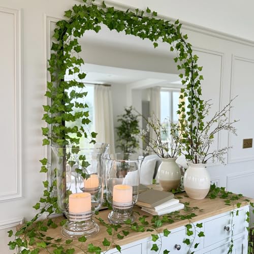 CQURE 24 Pack 168Ft Artificial Ivy Fake Vines,Ivy Garland Greenery Garland Fake Hanging Plants Vines Aesthetic Green Leaves for Bedroom Wedding Party Garden Wall Room Decor - Image 3