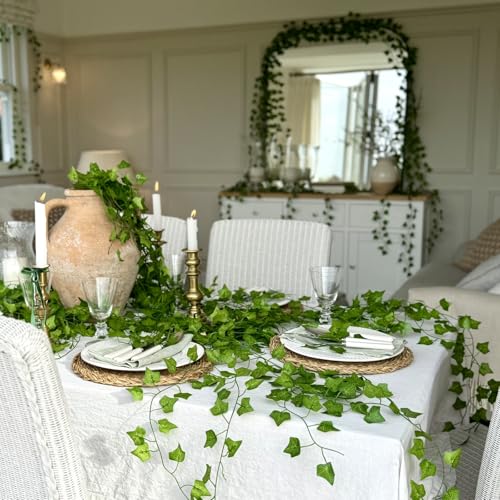 CQURE 24 Pack 168Ft Artificial Ivy Fake Vines,Ivy Garland Greenery Garland Fake Hanging Plants Vines Aesthetic Green Leaves for Bedroom Wedding Party Garden Wall Room Decor - Image 4