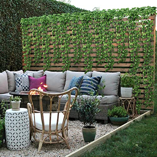 CQURE 24 Pack 168Ft Artificial Ivy Fake Vines,Ivy Garland Greenery Garland Fake Hanging Plants Vines Aesthetic Green Leaves for Bedroom Wedding Party Garden Wall Room Decor - Image 5