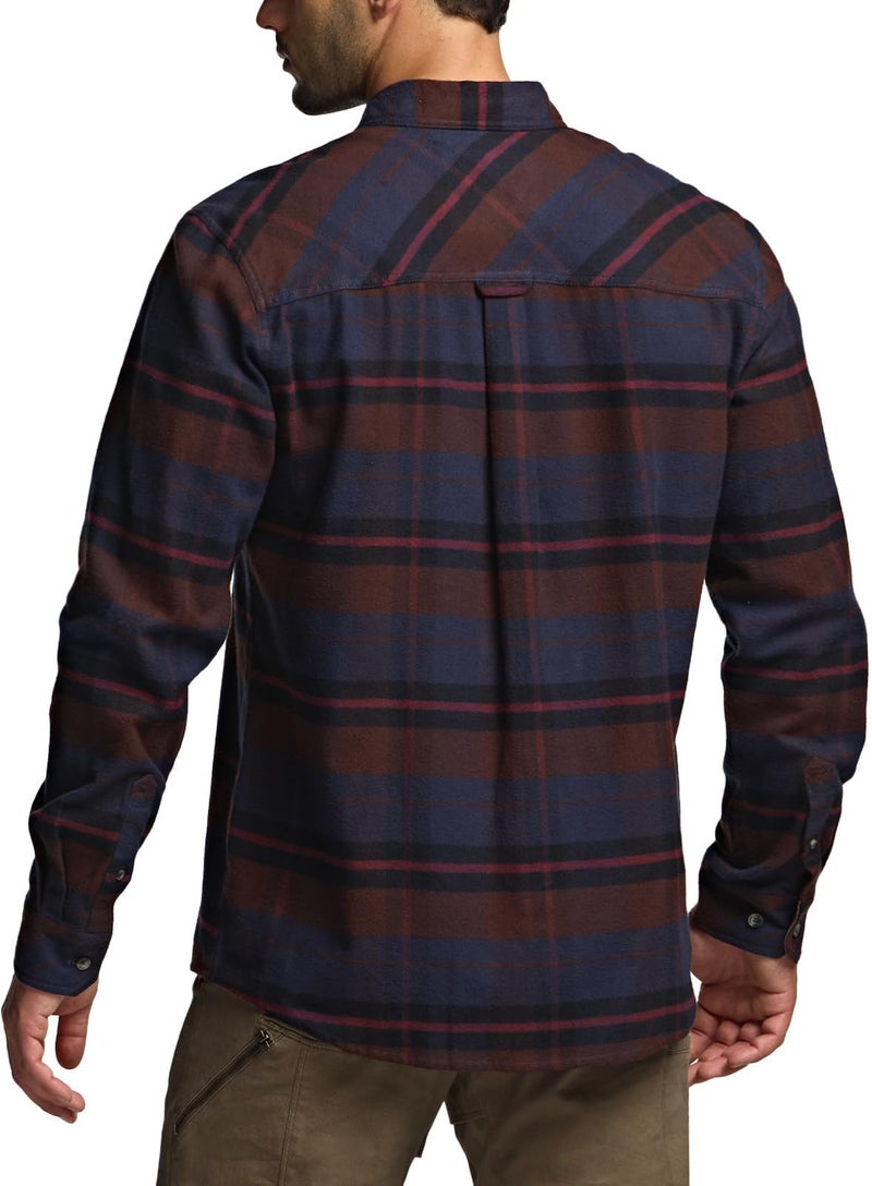 CQR Men's 100% All Cotton Button Down Flannel Shirts, Long Sleeve Brushed Warm Soft Casual Outdoor Plaid Shirt, Plaid Woods Night, Medium - Image 3