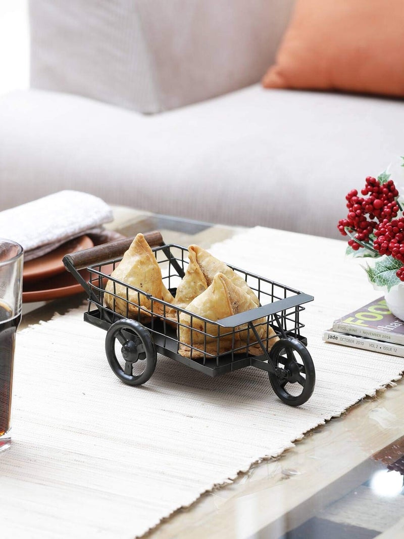 25 Home Decor The Vintage Art Iron Wagon Snack Serving Platter - Black - Image 5