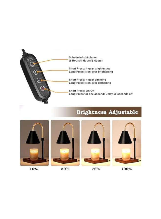 The Bros Candle Warmer Lamp With Dimmer - Melting Wax Lamp With 2 Bulbs, Aromatherapy Melter for Jar Candles, Electric Warmer With Wood Base for Home Bedroom Decoration - Image 5