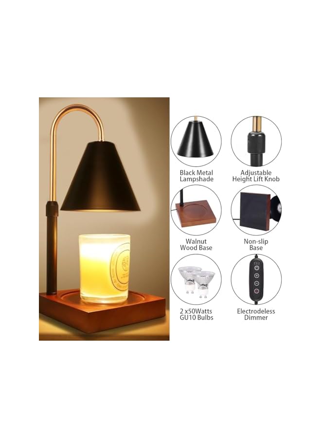 The Bros Candle Warmer Lamp With Dimmer - Melting Wax Lamp With 2 Bulbs, Aromatherapy Melter for Jar Candles, Electric Warmer With Wood Base for Home Bedroom Decoration - Image 4