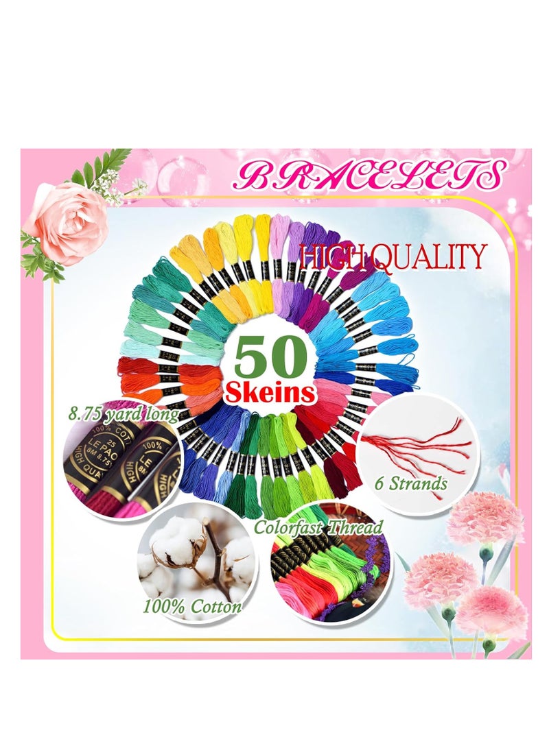 LE PAON Embroidery Floss Rainbow Color 50 Skeins Per Pack Cross Stitch Threads Friendship Bracelets Floss Crafts Floss  - Image 3