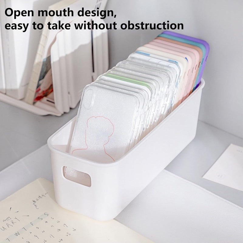 Homava Storage Box Smooth Edge Portable Design Large Capacity NonSlip Base Multipurpose Item Storage Plastic Sundries Organizer Socks Case Desktop Storage Box for Home Pack 2 White - Image 3