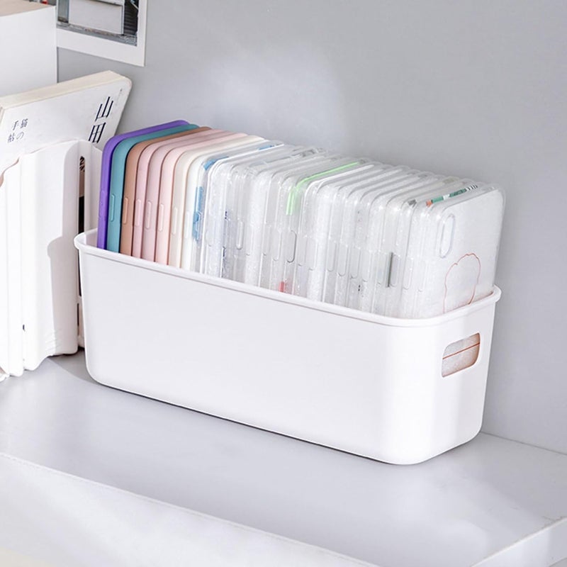 Homava Storage Box Smooth Edge Portable Design Large Capacity NonSlip Base Multipurpose Item Storage Plastic Sundries Organizer Socks Case Desktop Storage Box for Home Pack 2 White - Image 2