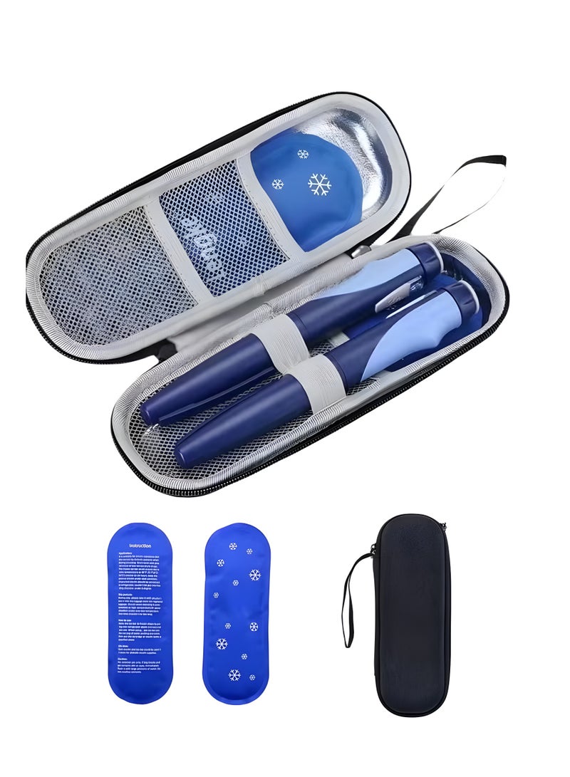 Portable Insulin Cooling Travel Bag Insulated Cooling Compartment Compact & Lightweight Reusable Ice Packs, Designed for Medical Travel 1 Set - Image 1