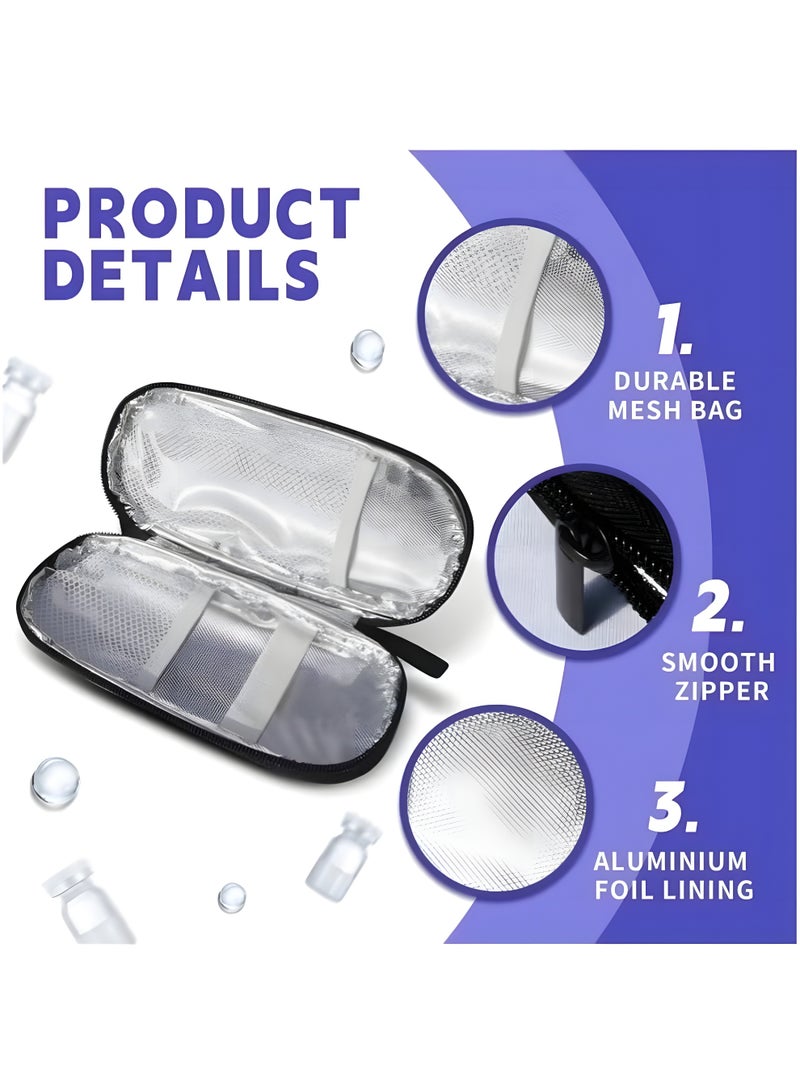 Portable Insulin Cooling Travel Bag Insulated Cooling Compartment Compact & Lightweight Reusable Ice Packs, Designed for Medical Travel 1 Set - Image 3
