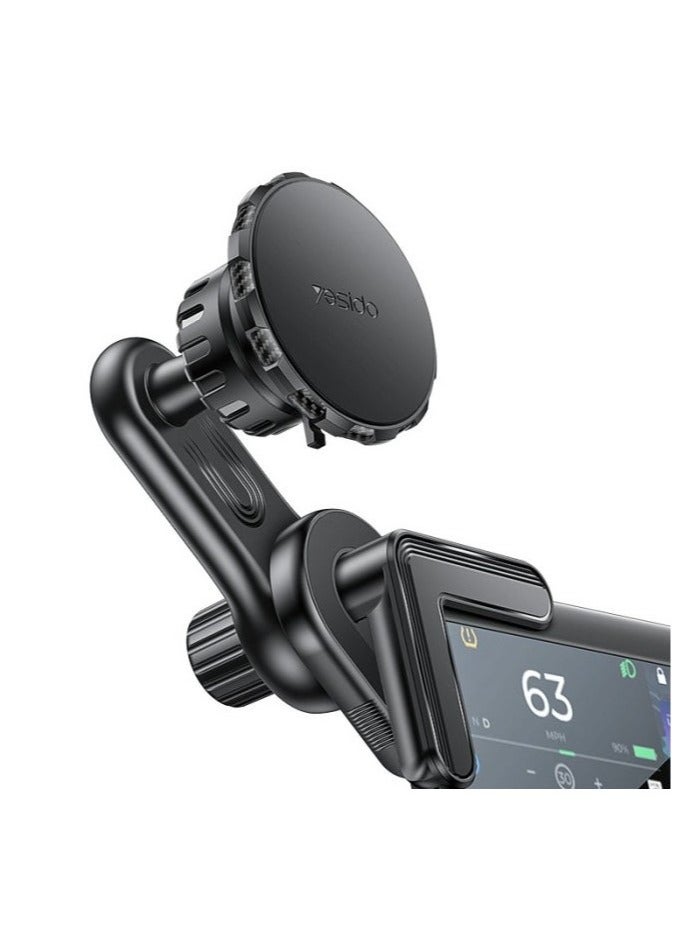 Yesido C212 Magnetic Car Phone Holder with Built-in Base Locking Knob | Snap-On Floating Screen Mount for Dashboard & Windshield | 360° Adjustable Strong Magnet Mobile Holder | Secure Grip for All Smartphones | Anti-Shake & One-Hand Operation - Image 1