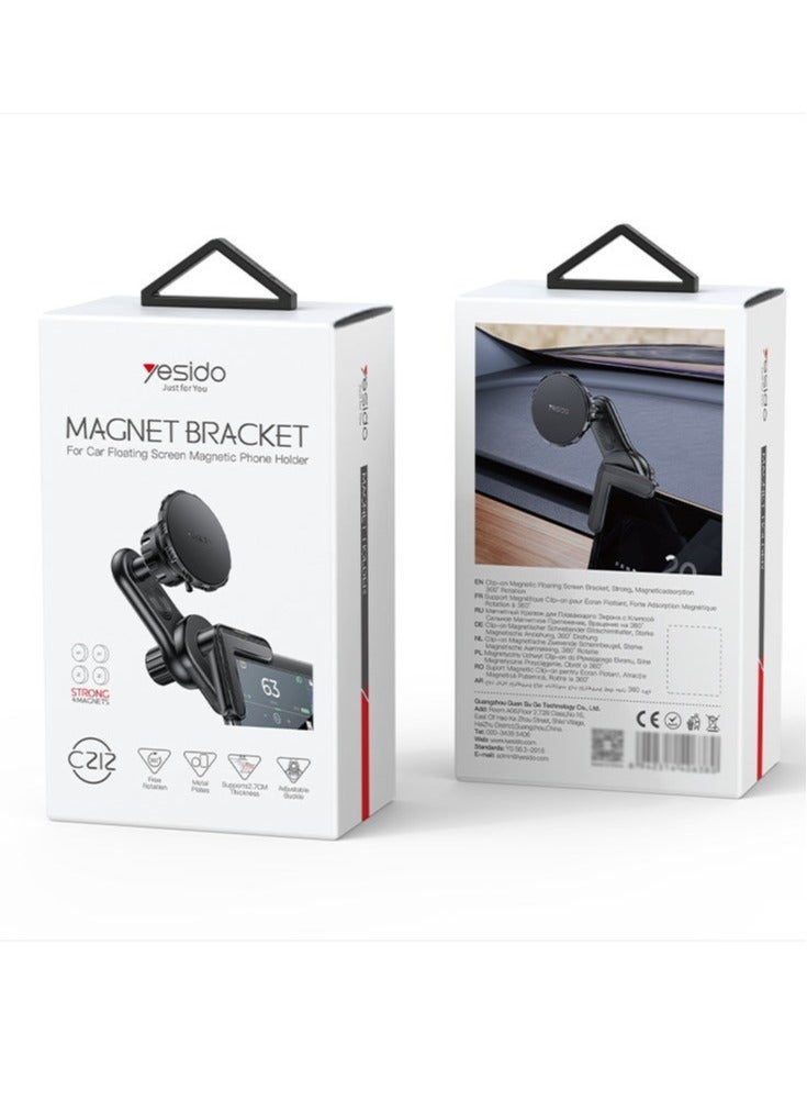 Yesido C212 Magnetic Car Phone Holder with Built-in Base Locking Knob | Snap-On Floating Screen Mount for Dashboard & Windshield | 360° Adjustable Strong Magnet Mobile Holder | Secure Grip for All Smartphones | Anti-Shake & One-Hand Operation - Image 2