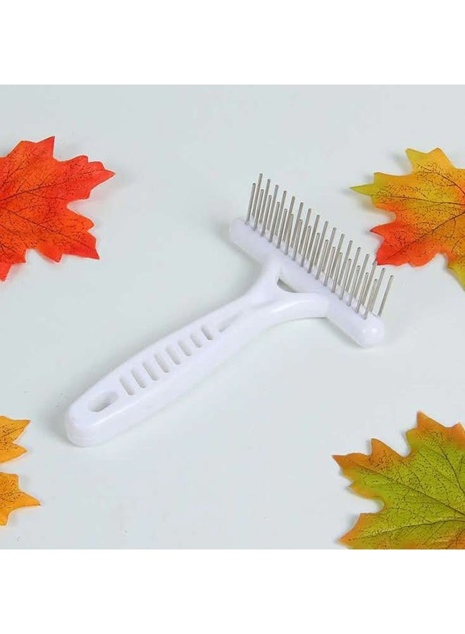 Emoshayoga Pet Double Row Rake, Gentle and Safe Dog Undercoat Rake Removing Dead Hair Non‑Slip Handle with Double‑Row Comb Teeth for Thick Long Hair - Image 2