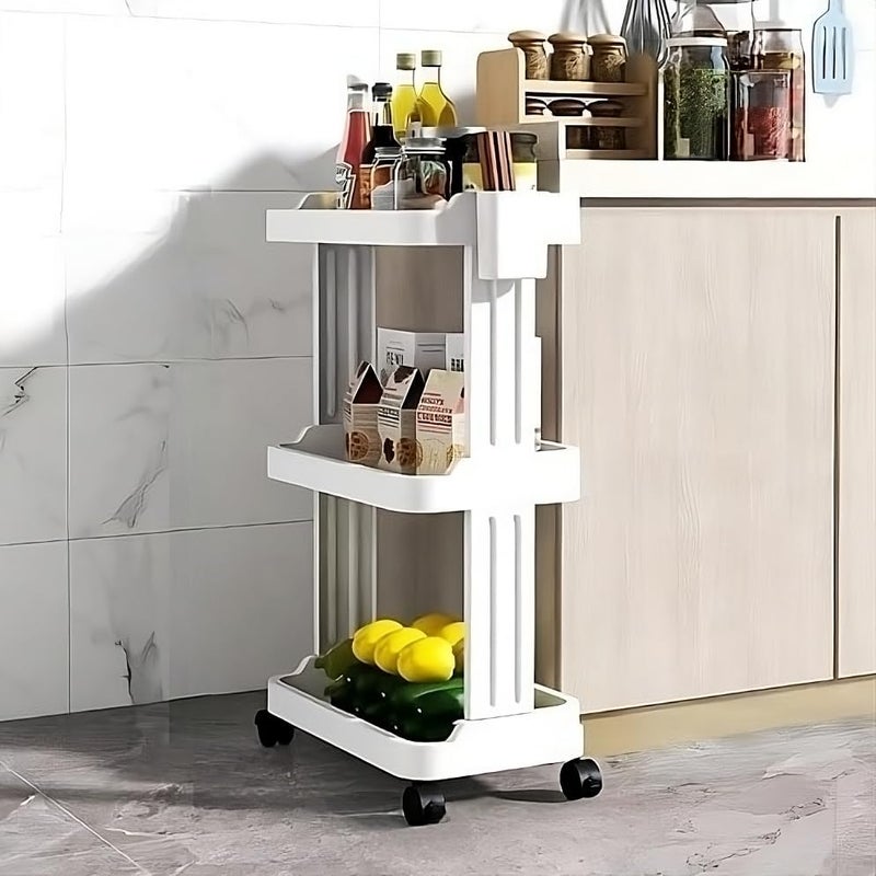 Cyrox Office Garage Salon Storage Organizer Pantry Rack with Wheels Folding Storage Rack Shelf Rack Trolley Bathroom Kitchen Gap for Narrow Spaces Utility Cart 1Pcs 3 Layer 42 x 255 x 715 cm - Image 1