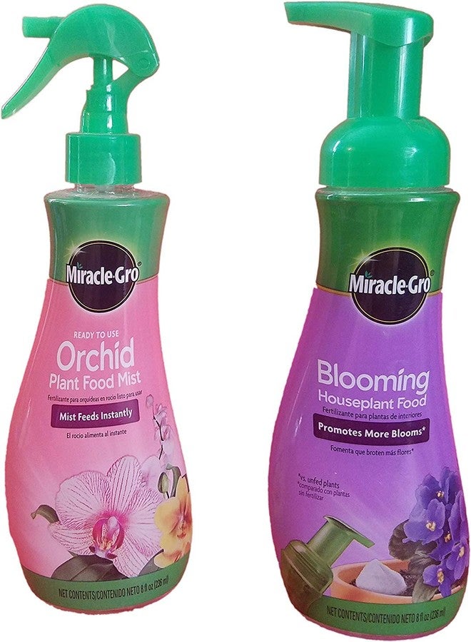 Miracle-GRO Blooming Houseplant Food, 8 oz & Miracle-GRO Orchid Plant Food Mist (Orchid Fertilizer) 8 oz. (2 fertilizers) - Image 1