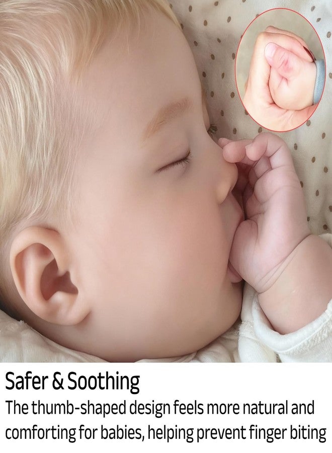 Garkoko 4-Pack Teething Pacifiers with Clip & Case, for Babies 0-18 Months, Thumb Shape Avoid Baby Biting Hands, Non-Touch Face, Food-Grade Silicone, Baby Teething Relief - Image 2