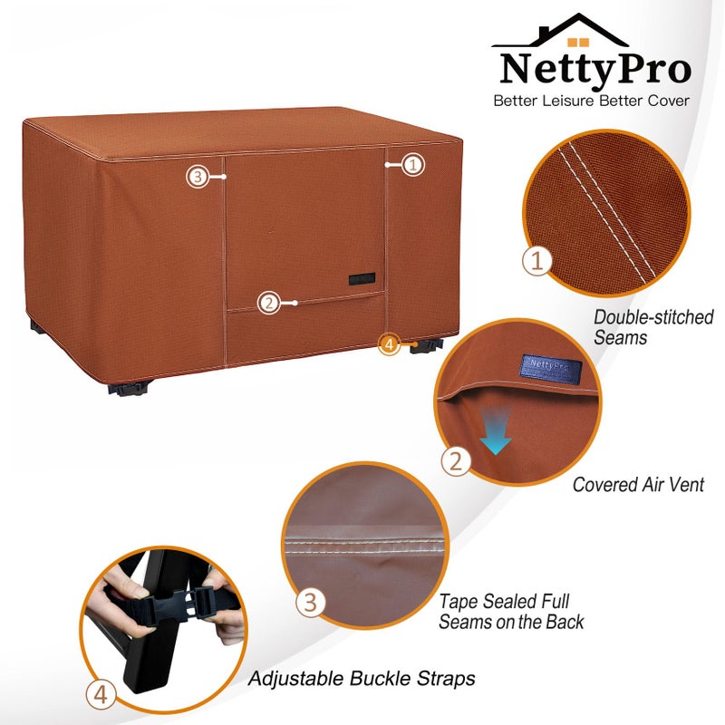 NettyPro Fire Pit Cover Rectangular Waterproof Outdoor Firepit Cover for Gas Propane Fire Pit Table Rectangle, 54 x 28 x 24 inch, Brown - Image 4