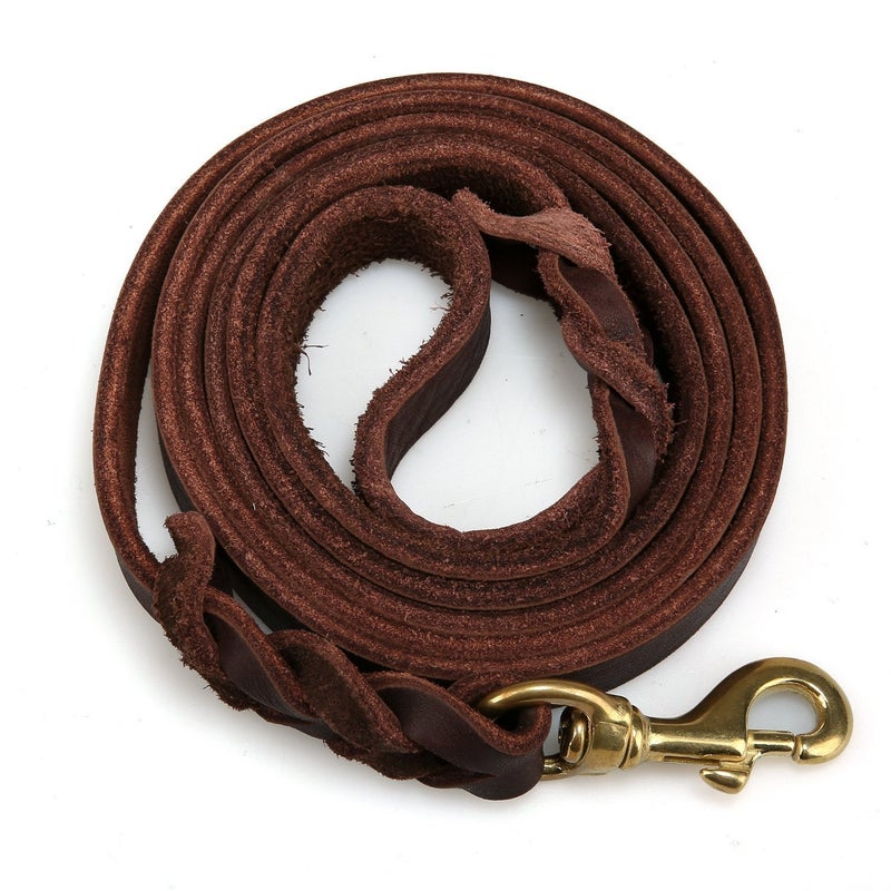 Skora Genuine Leather Dog Leash 7 Foot Long 1/2 Inch Wide Dog Training Leash Lead Strong Durable Dog Slip Lead - Image 3