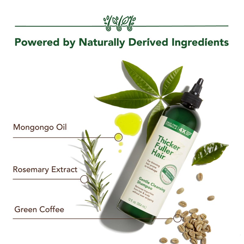 Thicker Fuller Hair Gentle Cleansing Shampoo - Hair Thickening, Clarifying Shampoo - Lightweight, Natural Formula with Rosemary and Coffee Oil - 12 oz - Image 2