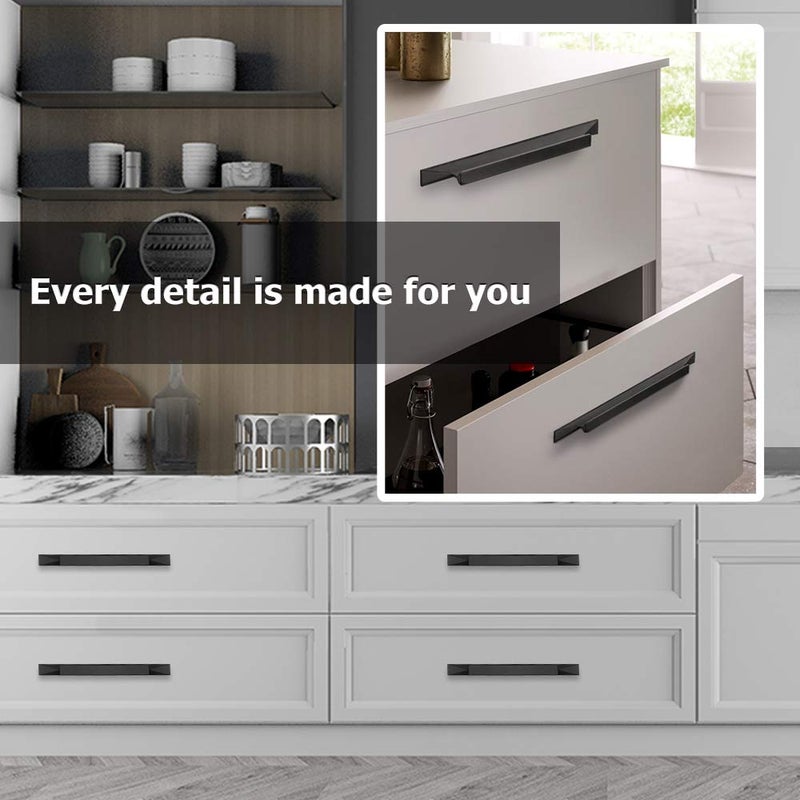 Peaha Cabinet Handles Finger Edge Pulls 128Mm Black Drawer Edge Pulls Finger Pulls For Cabinets Concealed Handles - Image 5