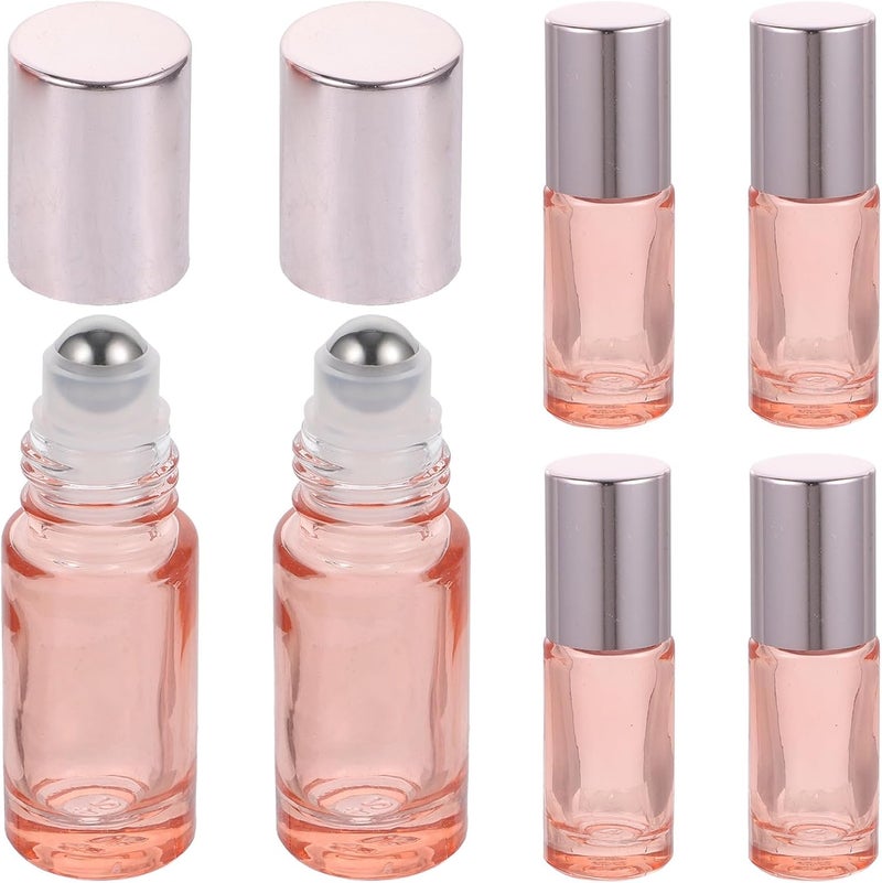 DOITOOL 6pcs 5ml Rose Gold Essential Oil Roller Bottles Glass Cosmetic Refillable Perfume Bottles with Stainless Steel Roller and Caps for Travel and Aromatherapy - Image 1