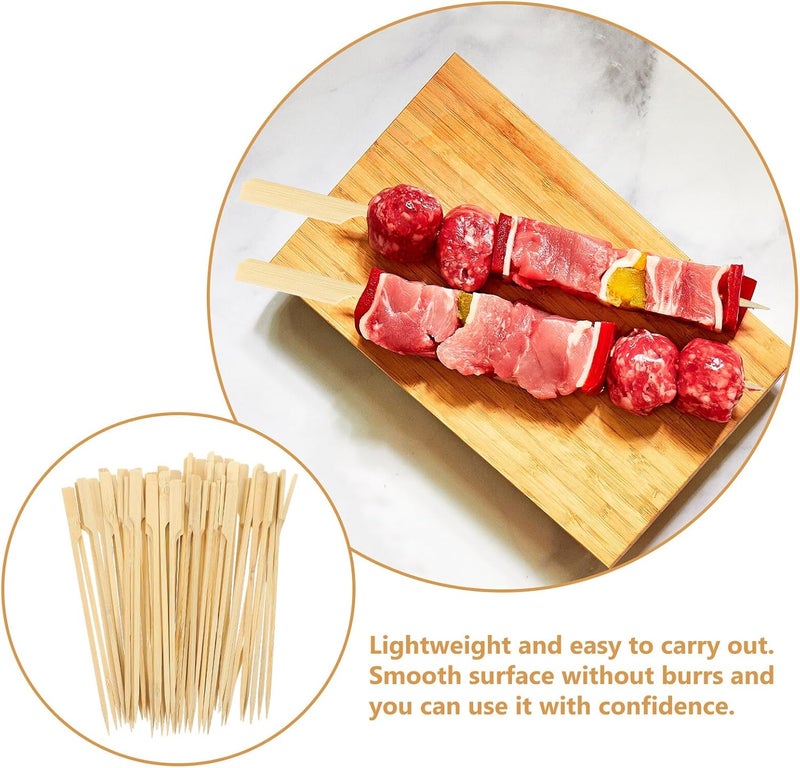 200Pcs Portable Skewers Flat Handle Outdoor Barbecue Sticks for Camping Grilling Kabob Fondue Food Safe Smooth Surface - Image 5