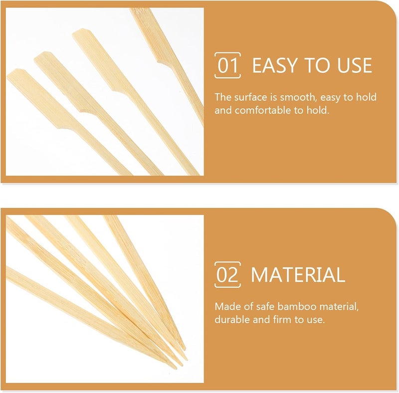 200Pcs Portable Skewers Flat Handle Outdoor Barbecue Sticks for Camping Grilling Kabob Fondue Food Safe Smooth Surface - Image 3