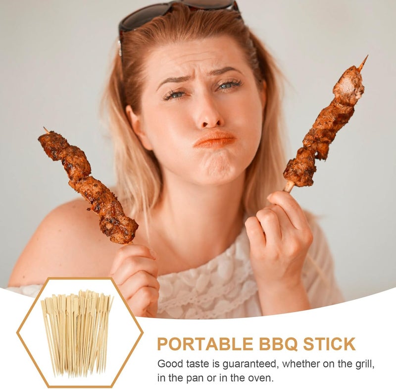 200Pcs Portable Skewers Flat Handle Outdoor Barbecue Sticks for Camping Grilling Kabob Fondue Food Safe Smooth Surface - Image 4