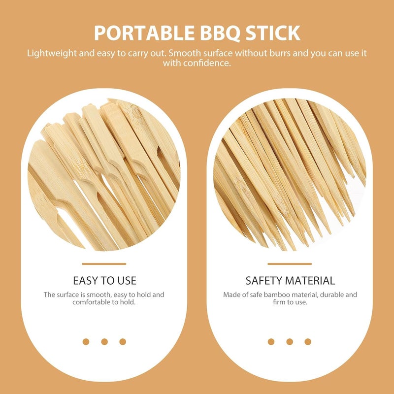 200Pcs Portable Skewers Flat Handle Outdoor Barbecue Sticks for Camping Grilling Kabob Fondue Food Safe Smooth Surface - Image 2