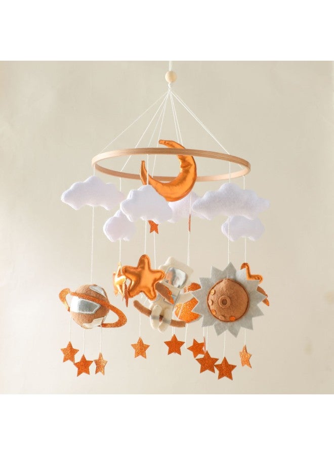 Nordic Style Felt Animal Bed Bell Hanging Ornament Baby Crib Baby Carriage Hand-Eye Coordination Hanging Ornament Bed Bell-Color:Planet Felt Bed Bell Cross - Image 4