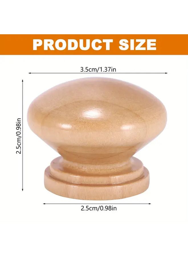 6pcs Mushroom Shape Wooden Knobs Drawer Pulls Handles For Cabinet Dresser Wardrobe - Image 3