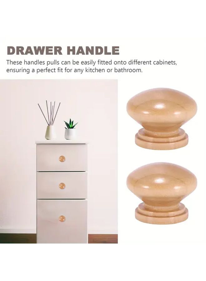6pcs Mushroom Shape Wooden Knobs Drawer Pulls Handles For Cabinet Dresser Wardrobe - Image 5