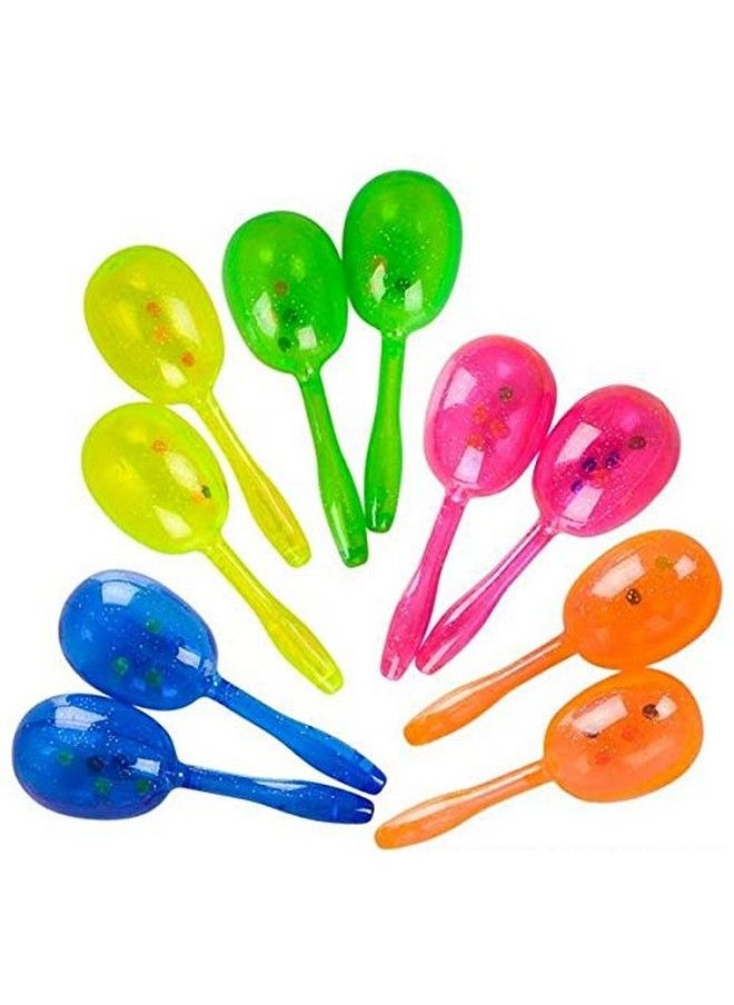 Rhode Island Novelty 5 Inch Glitter Maracas, 12 Sets Per Order  - Image 1