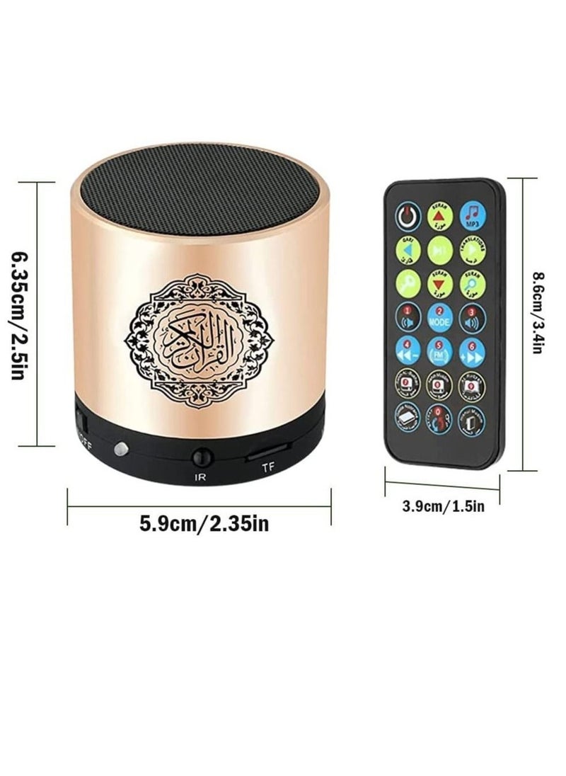 Portable Digital Quran Speaker with Remote Control over18 Reciters and 15Translations Available Quality Qur'an Speaker Arabic English French, Urdu etc Mp3 FM Radio (Gold Color) - Image 2