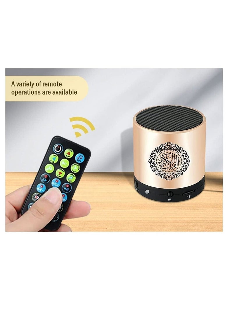 Portable Digital Quran Speaker with Remote Control over18 Reciters and 15Translations Available Quality Qur'an Speaker Arabic English French, Urdu etc Mp3 FM Radio (Gold Color) - Image 5