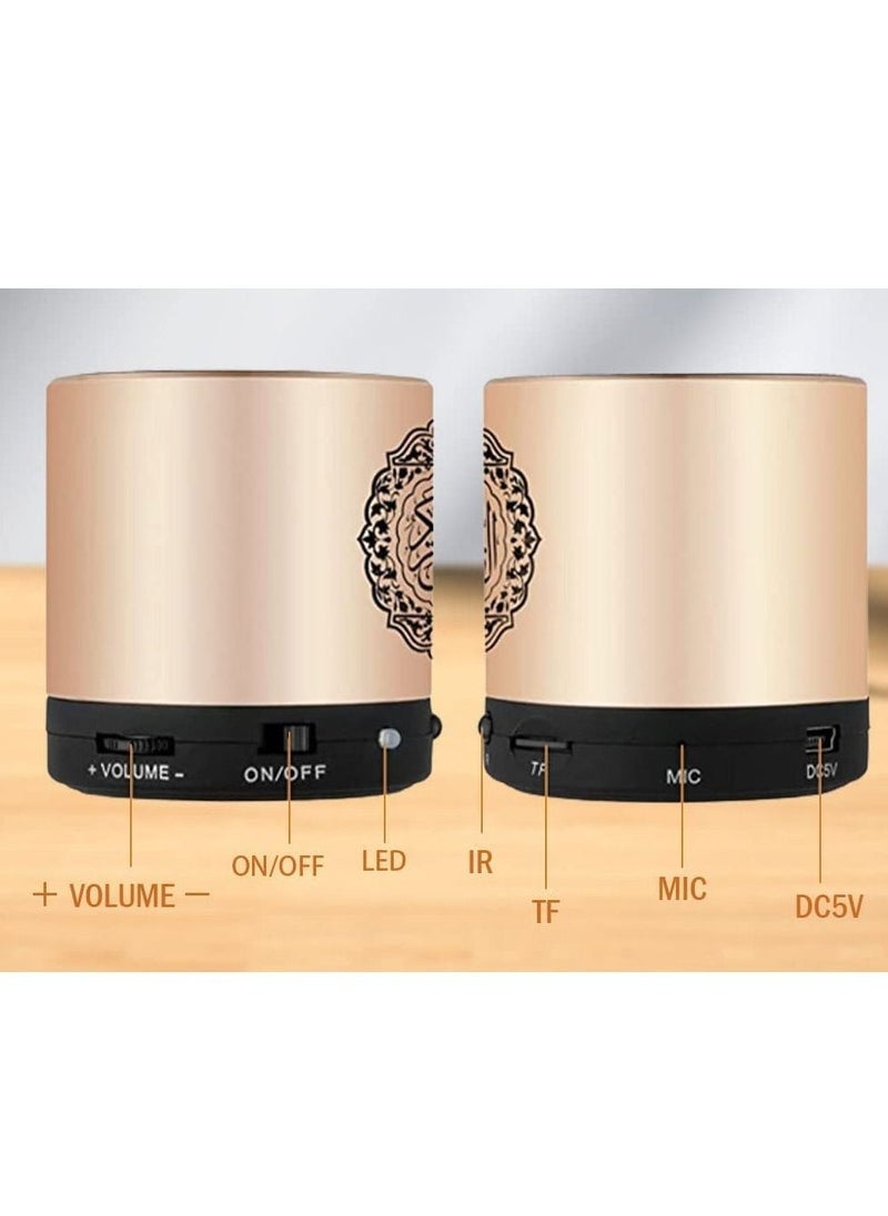 Portable Digital Quran Speaker with Remote Control over18 Reciters and 15Translations Available Quality Qur'an Speaker Arabic English French, Urdu etc Mp3 FM Radio (Gold Color) - Image 4