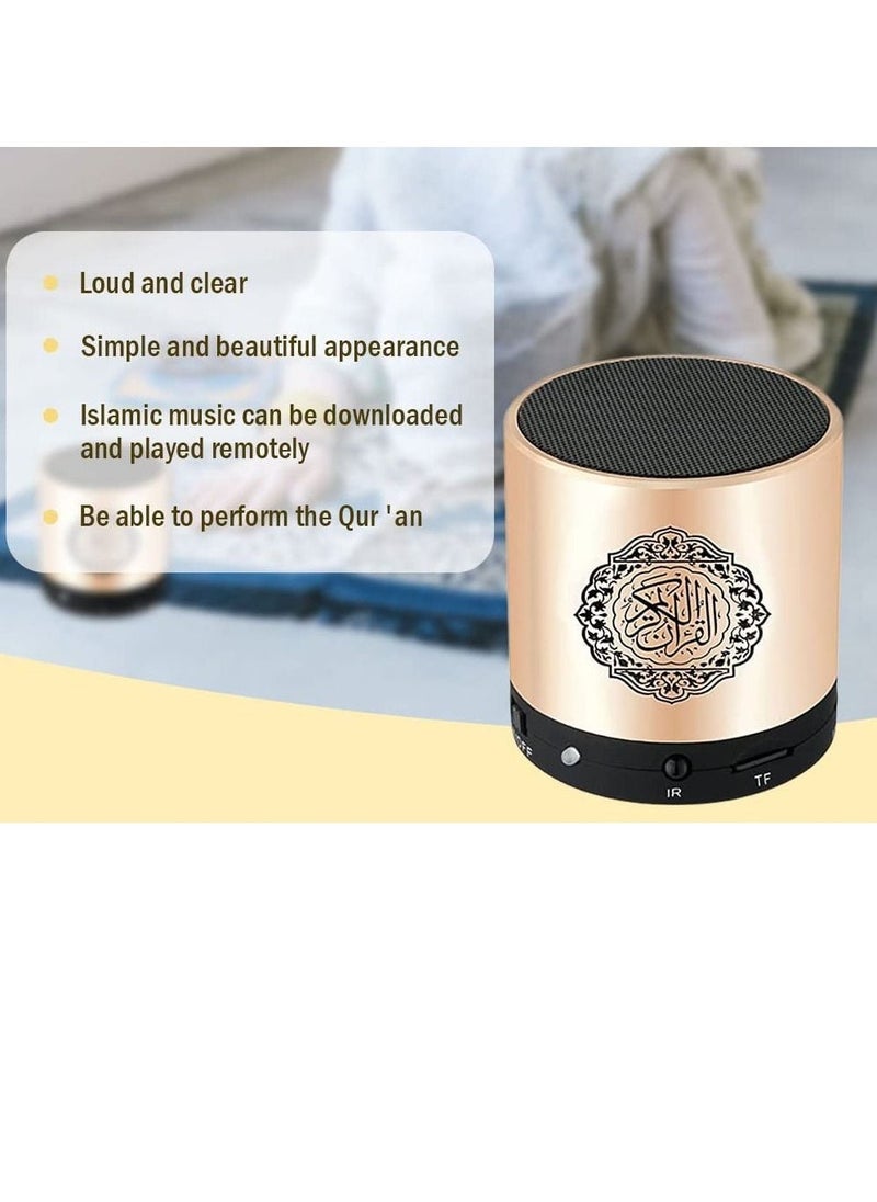Portable Digital Quran Speaker with Remote Control over18 Reciters and 15Translations Available Quality Qur'an Speaker Arabic English French, Urdu etc Mp3 FM Radio (Gold Color) - Image 3