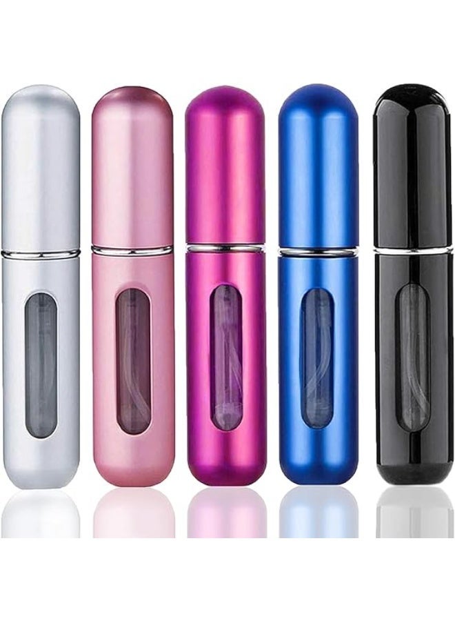 بخاخ عطر محمول للسفر  طقم من 5 قطع - بخاخ عطر صغير - علبة بخاخ عطر محمولة - زجاجة عطر صغيرة - بخاخ عطر للسفر - صندوق عطر قابل لاعادة الملء - متعدد الالوان - Image 4