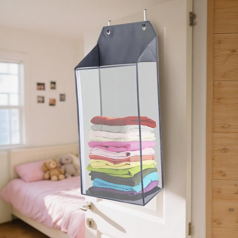 Mesh Basket Laundry Hamper Over Door, Space-Saving Solution Storage, for Bathrooms and Bedrooms Ideal, to Hang Easy and Fold for Storage Convenient - Image 1