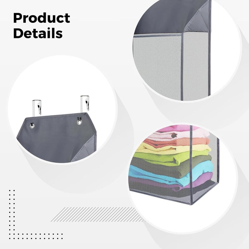 Mesh Basket Laundry Hamper Over Door, Space-Saving Solution Storage, for Bathrooms and Bedrooms Ideal, to Hang Easy and Fold for Storage Convenient - Image 3