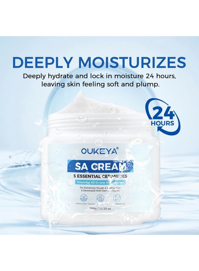 OUKEYA Salicylic Acid Moisturizing Body Cream Exfoliates and Softens Rough and Bumpy Skin, Face Moisturizer with 5 Kinds of Ceramides Deep Nourishing Locks in Moisture 48-Hour 350g - Image 4