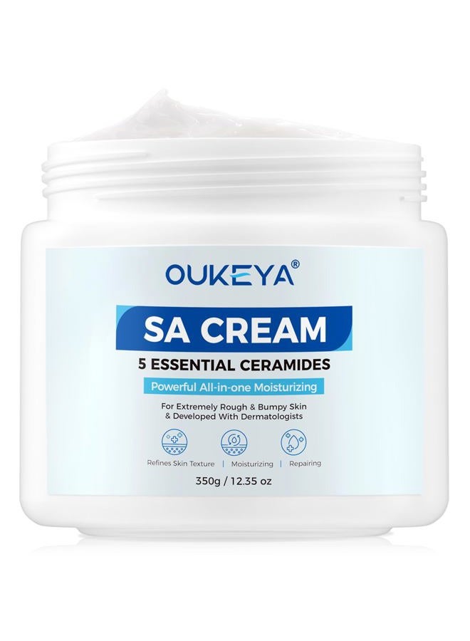 OUKEYA Salicylic Acid Moisturizing Body Cream Exfoliates and Softens Rough and Bumpy Skin, Face Moisturizer with 5 Kinds of Ceramides Deep Nourishing Locks in Moisture 48-Hour 350g - Image 1