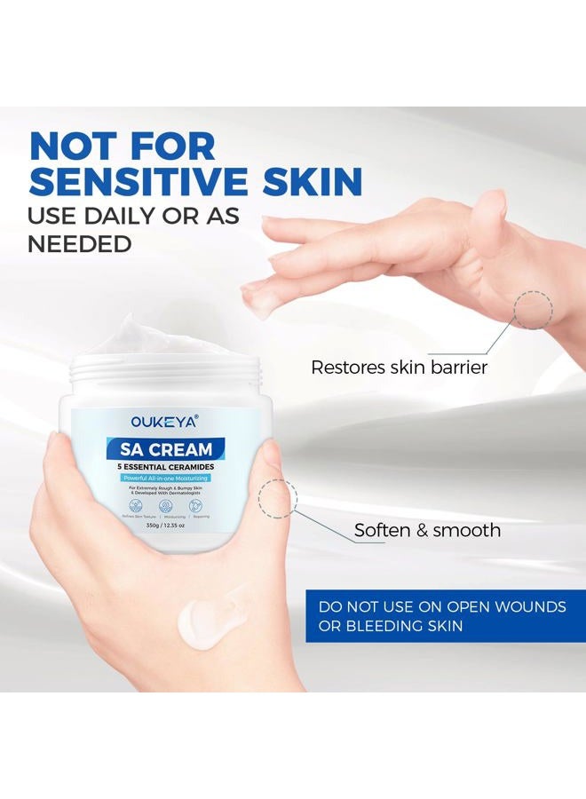 OUKEYA Salicylic Acid Moisturizing Body Cream Exfoliates and Softens Rough and Bumpy Skin, Face Moisturizer with 5 Kinds of Ceramides Deep Nourishing Locks in Moisture 48-Hour 350g - Image 5
