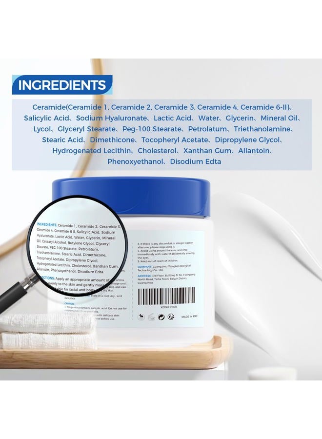 OUKEYA Salicylic Acid Moisturizing Body Cream Exfoliates and Softens Rough and Bumpy Skin, Face Moisturizer with 5 Kinds of Ceramides Deep Nourishing Locks in Moisture 48-Hour 350g - Image 2