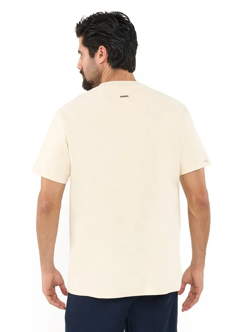 NAUTICA Buff Essential Regular Fit Premium Cotton Logo Crew Neck T-shirt for Men | Best Price UAE